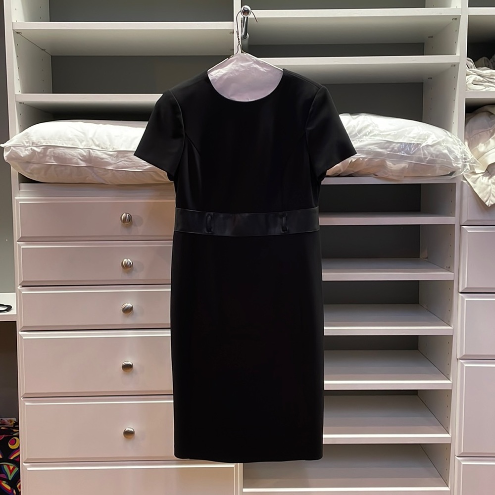 Black Calvin Klein midi dress with zipper and ties